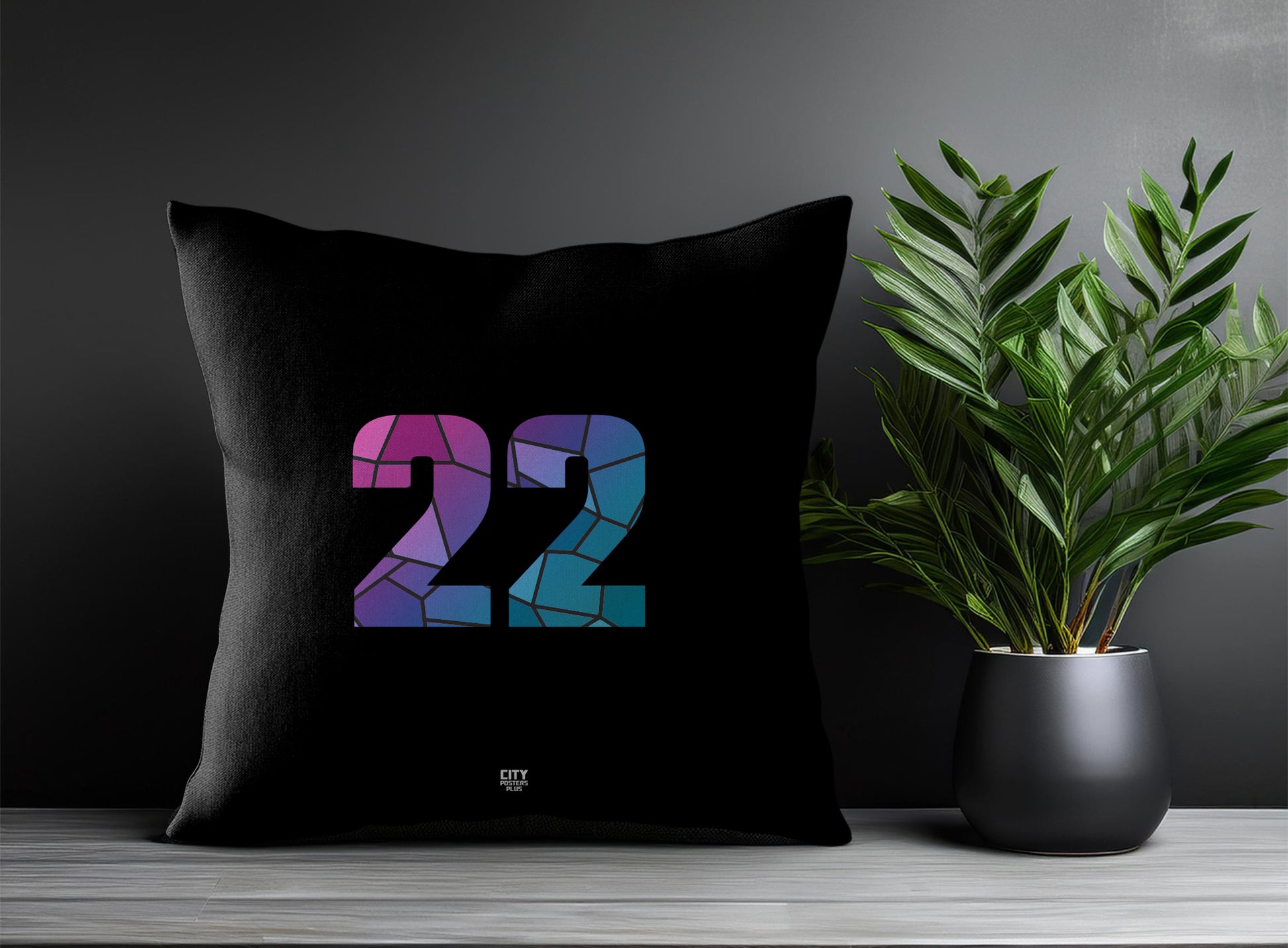 22 Number Pillow Case and Pillow Throw (Black)