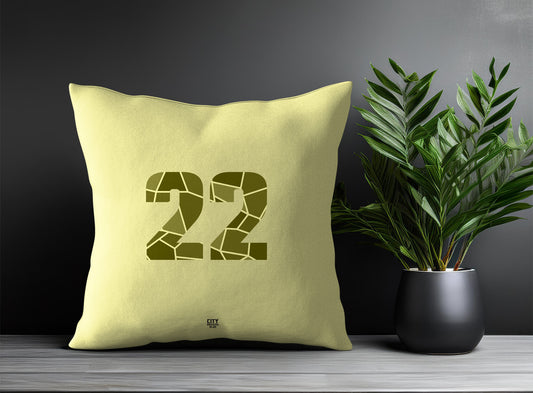 22 Number Pillow Case and Pillow Throw (Butter Yellow)