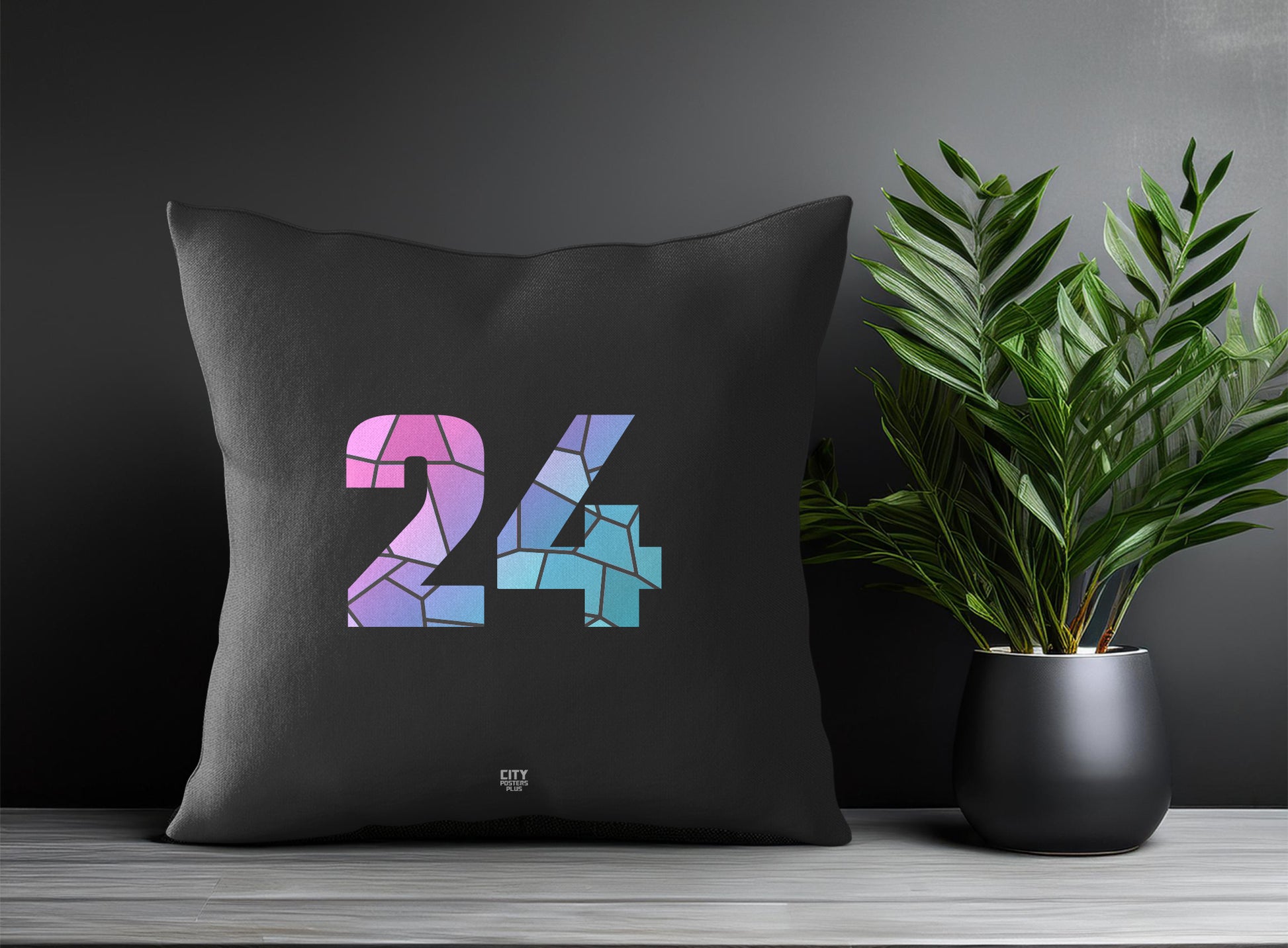 24 Number Pillow Case and Pillow Throw (Charcoal Grey)