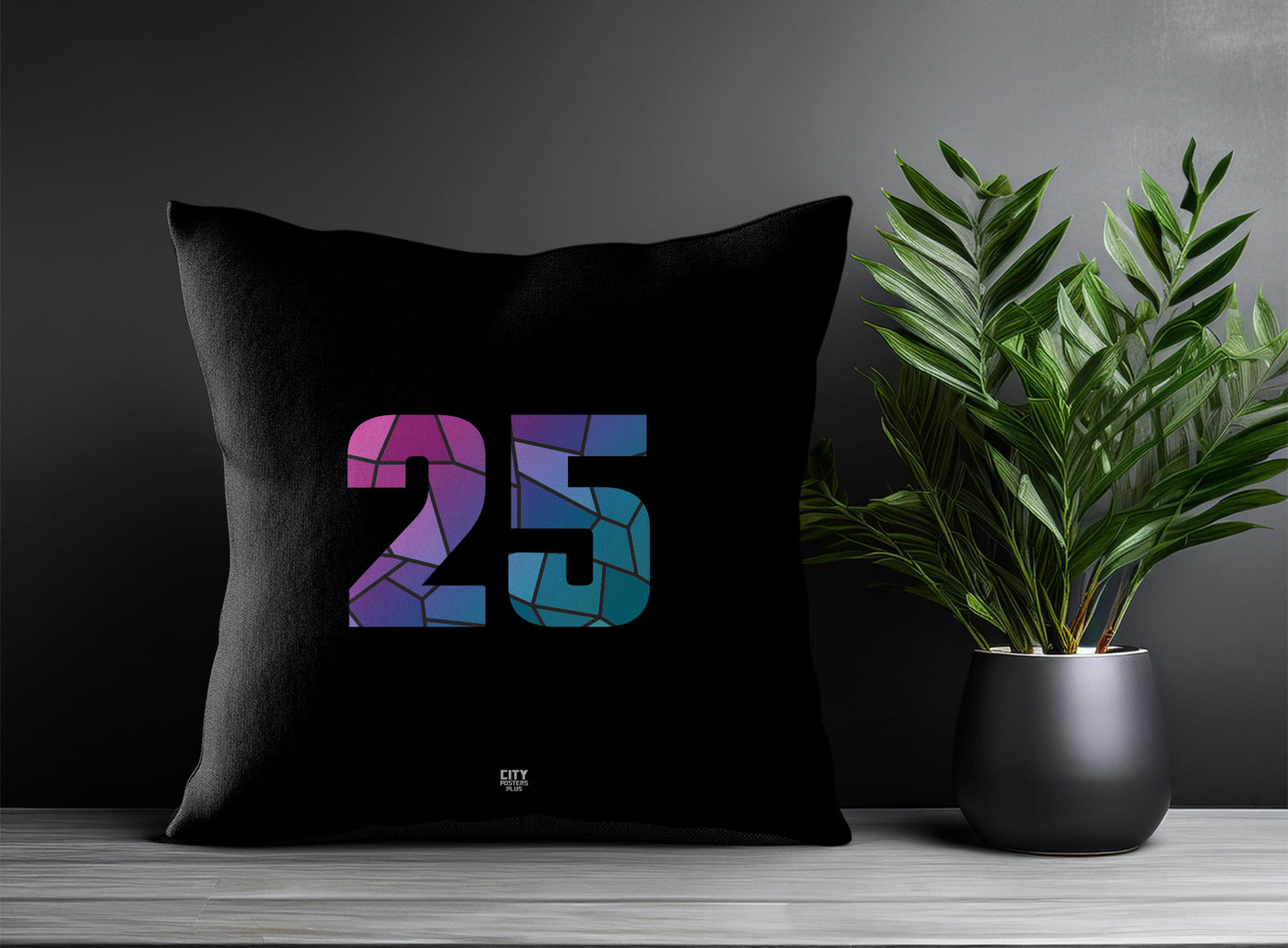25 Number Pillow Case and Pillow Throw (Black)