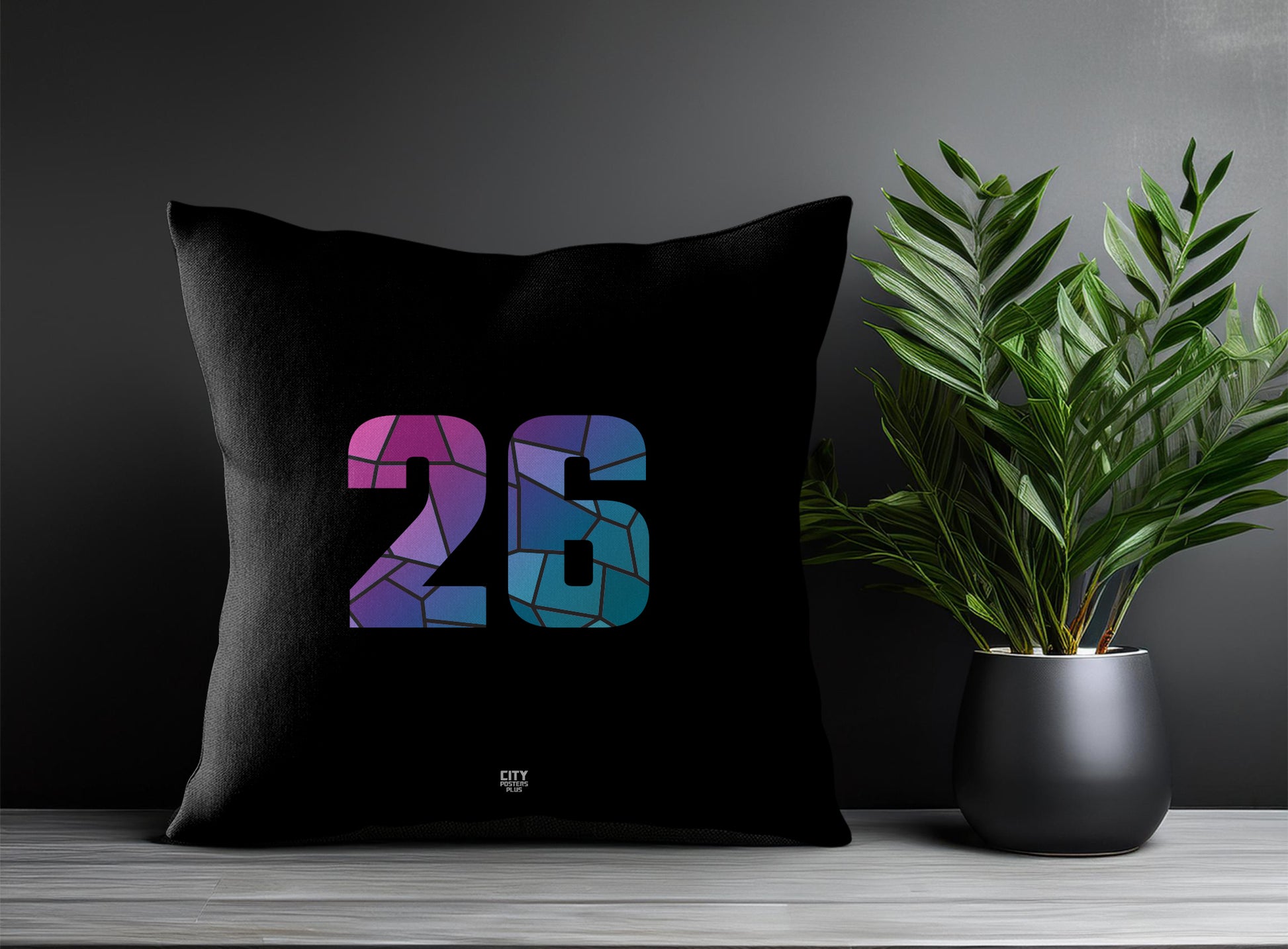 26 Number Pillow Case and Pillow Throw (Black)