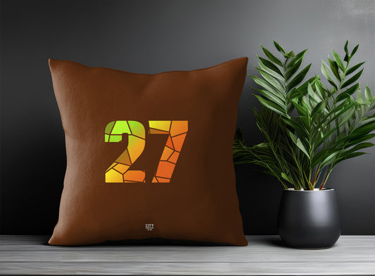 27 Number Pillow Case and Pillow Throw (Brown)