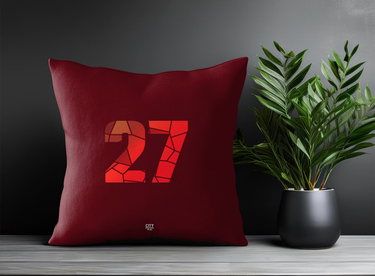 27 Number Pillow Case and Pillow Throw (Maroon)