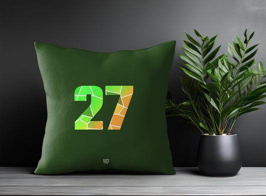 27 Number Pillow Case and Pillow Throw (Olive Green)