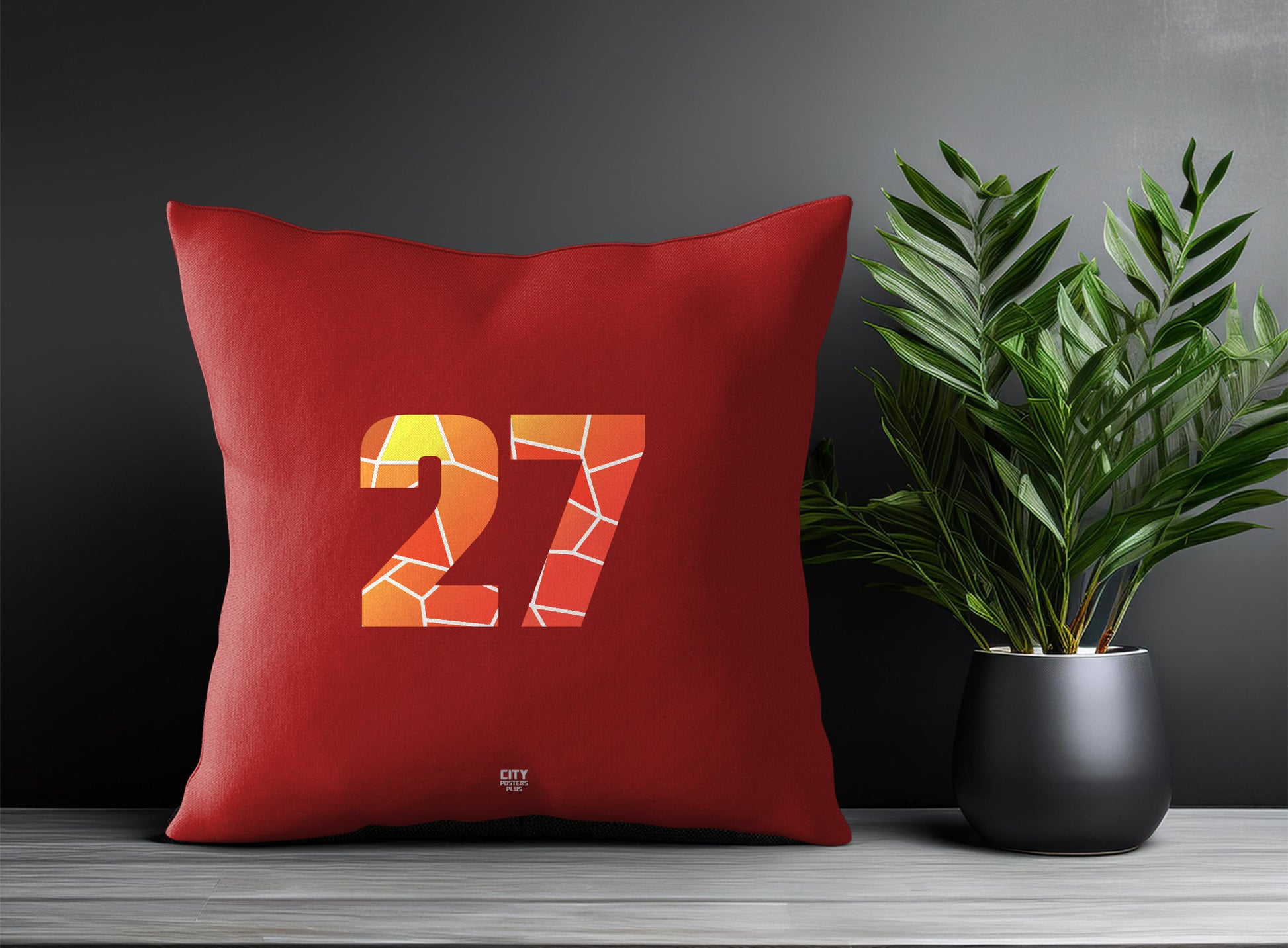 27 Number Pillow Case and Pillow Throw (Red)