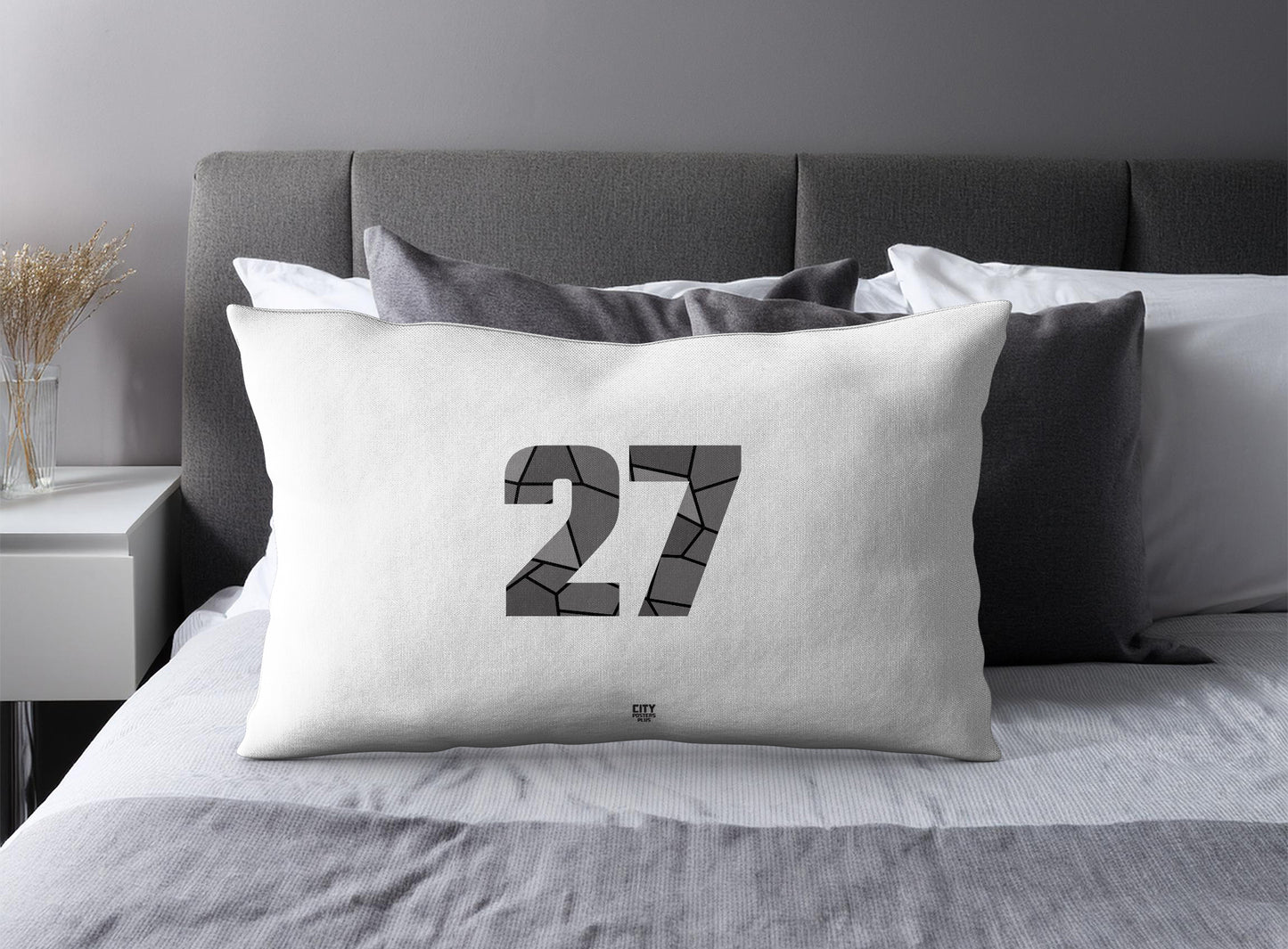 Print Deliver Plus 27 Number Pillow Case and Pillow Throw (White)