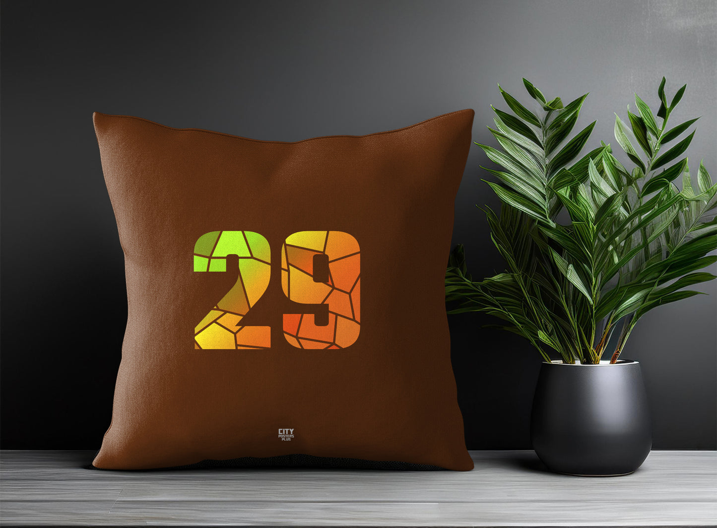 29 Number Pillow Case and Pillow Throw (Brown)