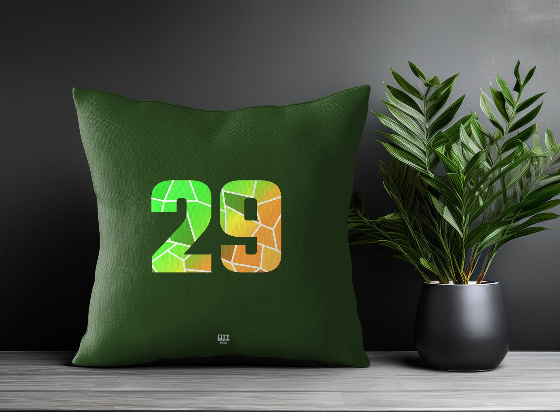 29 Number Pillow Case and Pillow Throw (Olive Green)