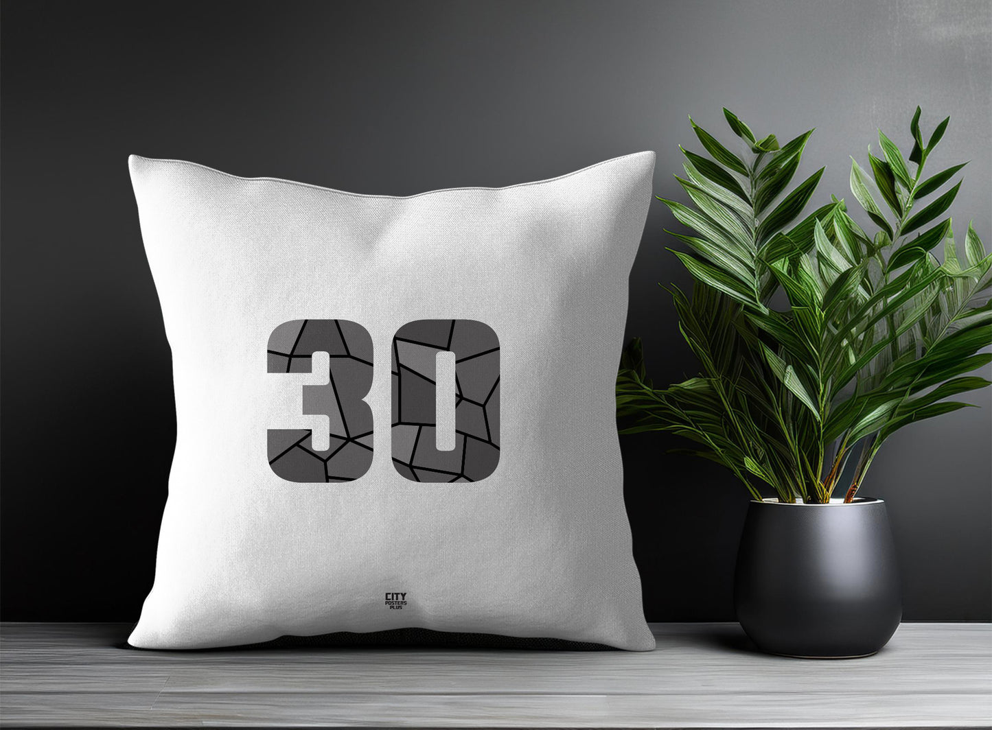 30 Number Pillow Case and Pillow Throw (White)