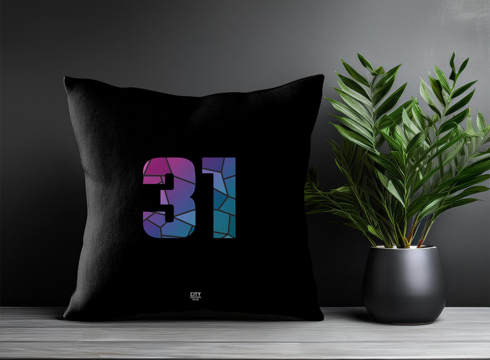 31 Number Pillow Case and Pillow Throw (Black)