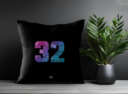 32 Number Pillow Case and Pillow Throw (Black)