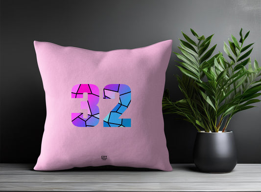 32 Number Pillow Case and Pillow Throw (Light Pink)