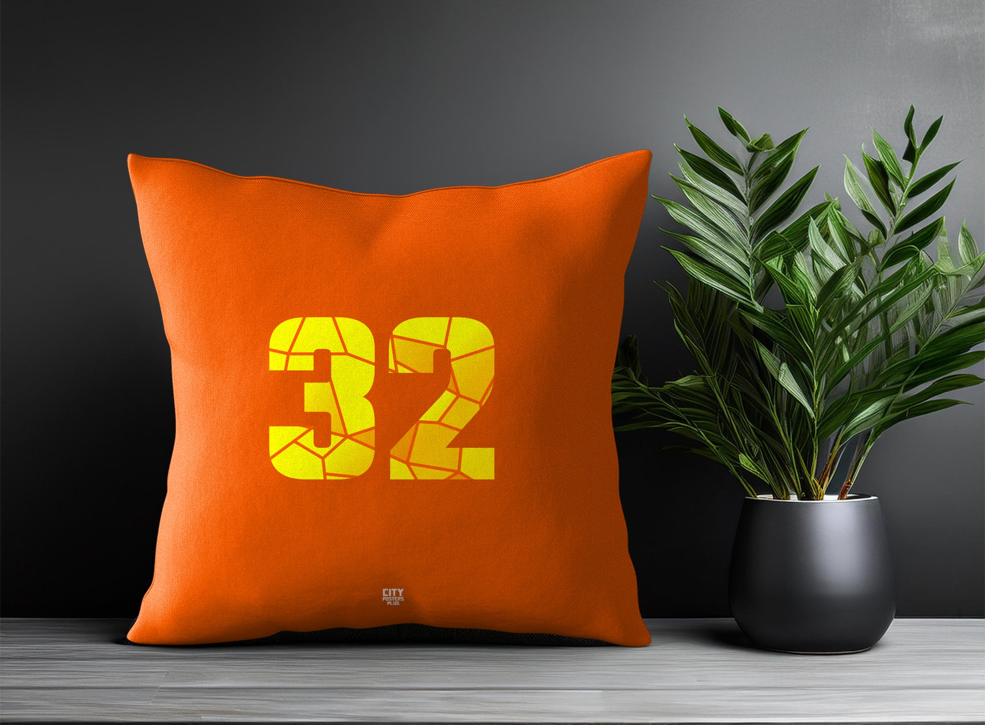 32 Number Pillow Case and Pillow Throw (Orange)