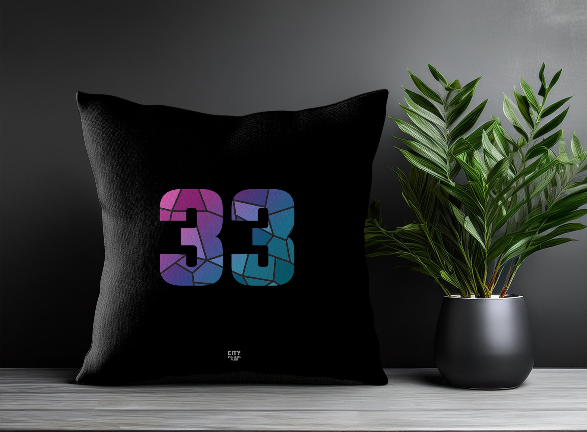 33 Number Pillow Case and Pillow Throw (Black)