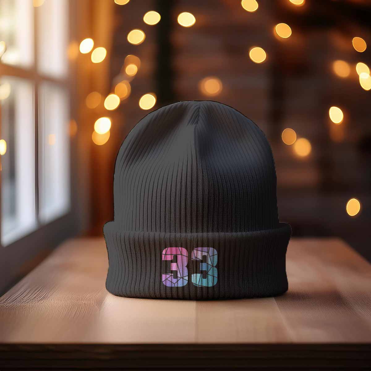 33 Number Cuffed Beanie (Dark Grey)