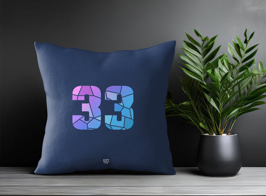 33 Number Pillow Case and Pillow Throw (Navy Blue)