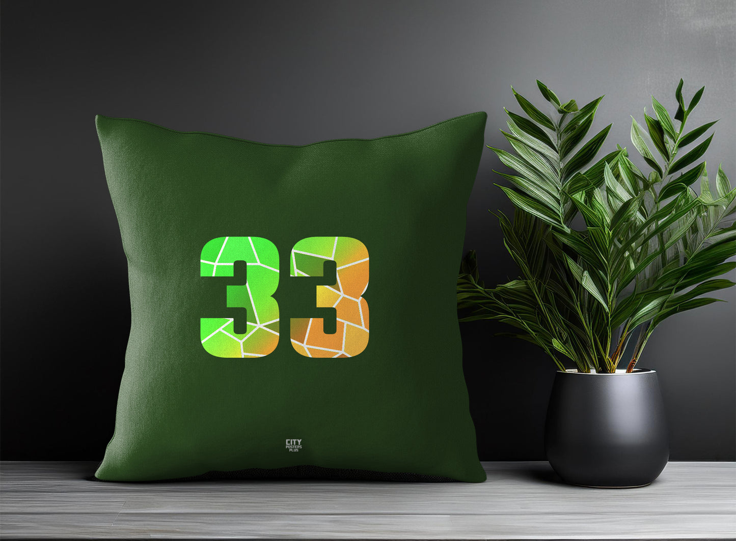 33 Number Pillow Case and Pillow Throw (Olive Green)