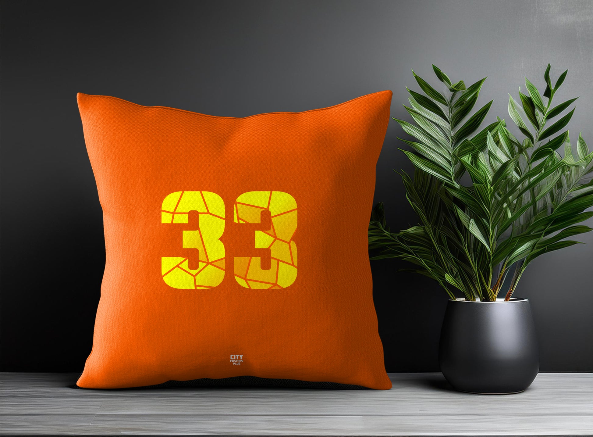 33 Number Pillow Case and Pillow Throw (Orange)