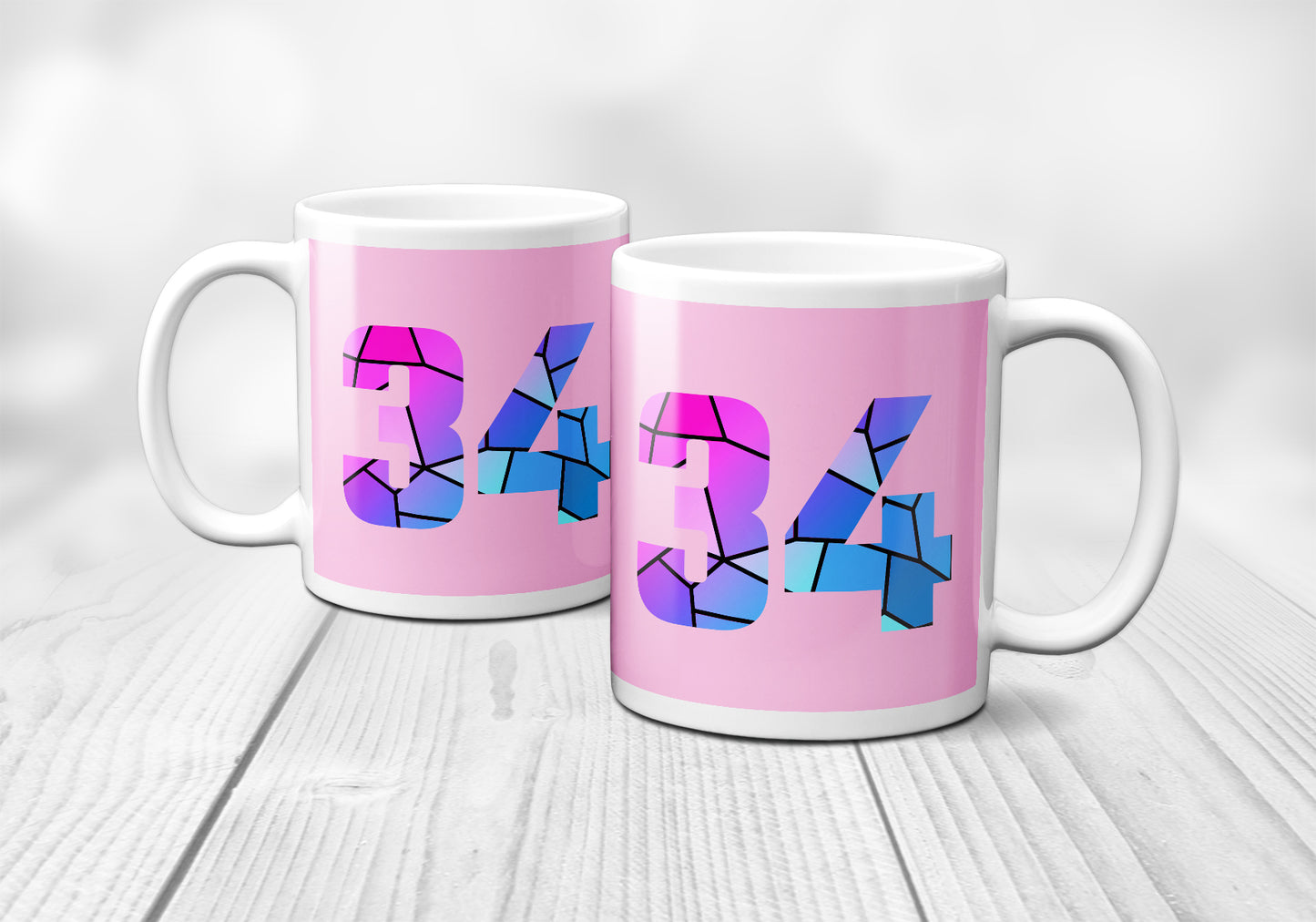 34 Number Mug (Light Pink)