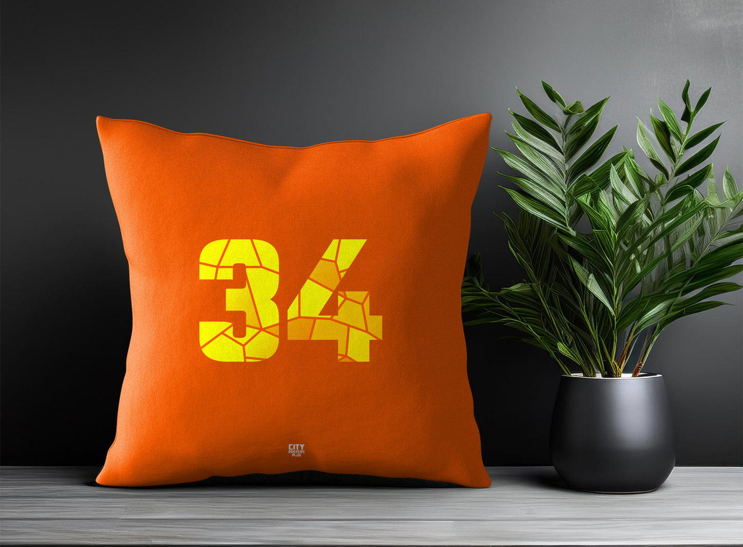 34 Number Pillow Case and Pillow Throw (Orange)