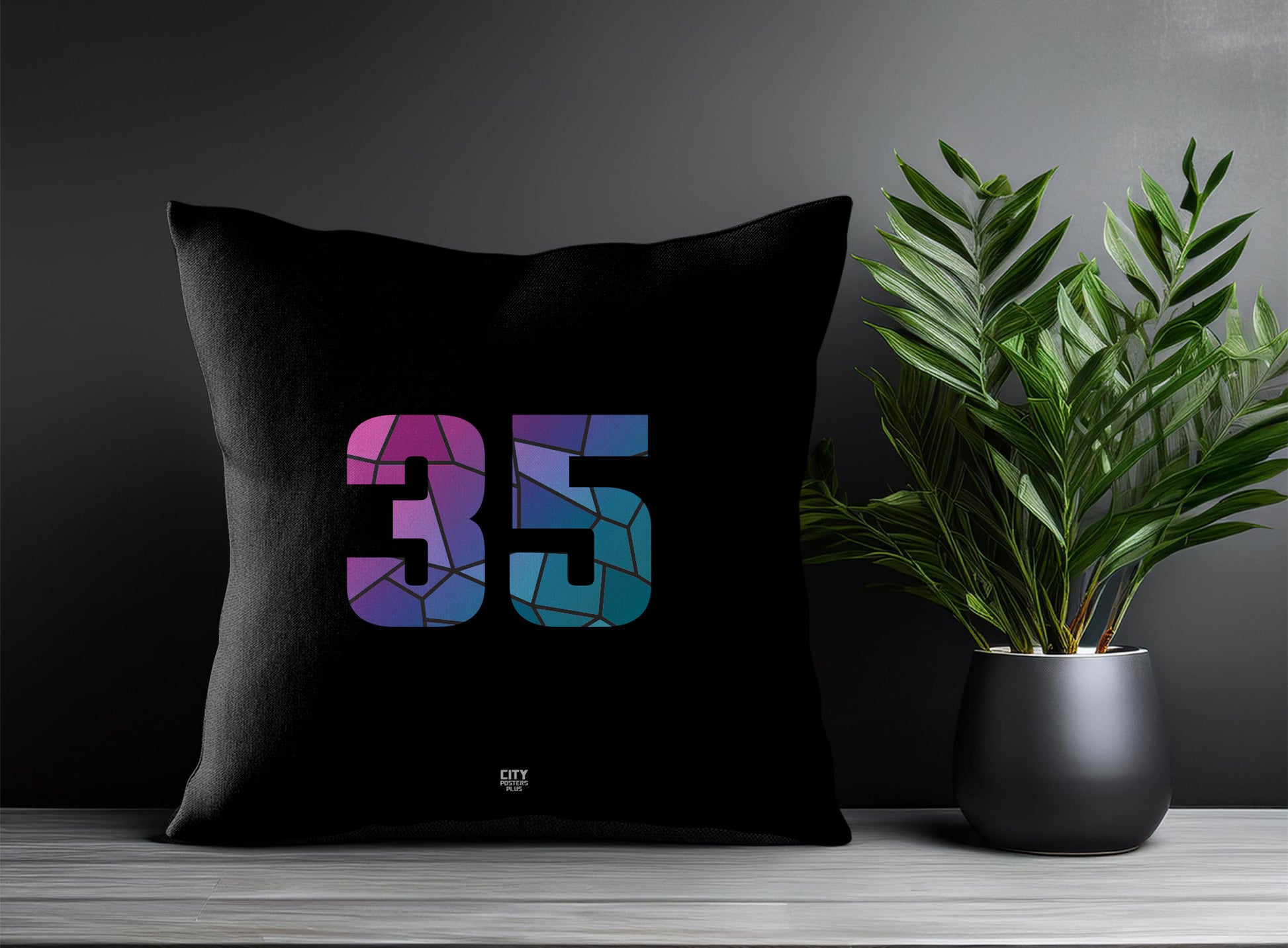 35 Number Pillow Case and Pillow Throw (Black)