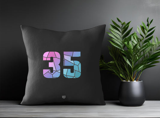 35 Number Pillow Case and Pillow Throw (Charcoal Grey)