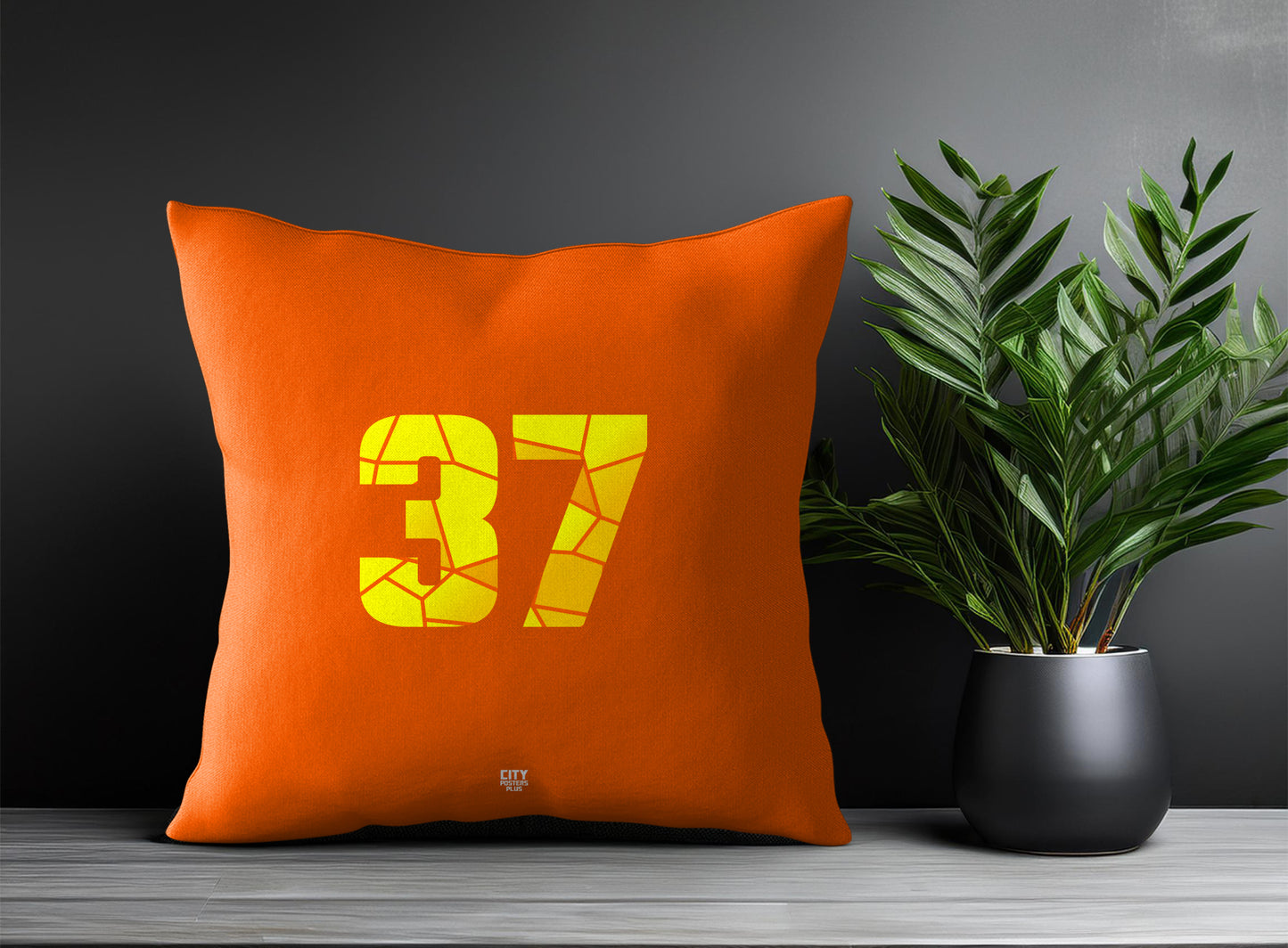 37 Number Pillow Case and Pillow Throw (Orange)