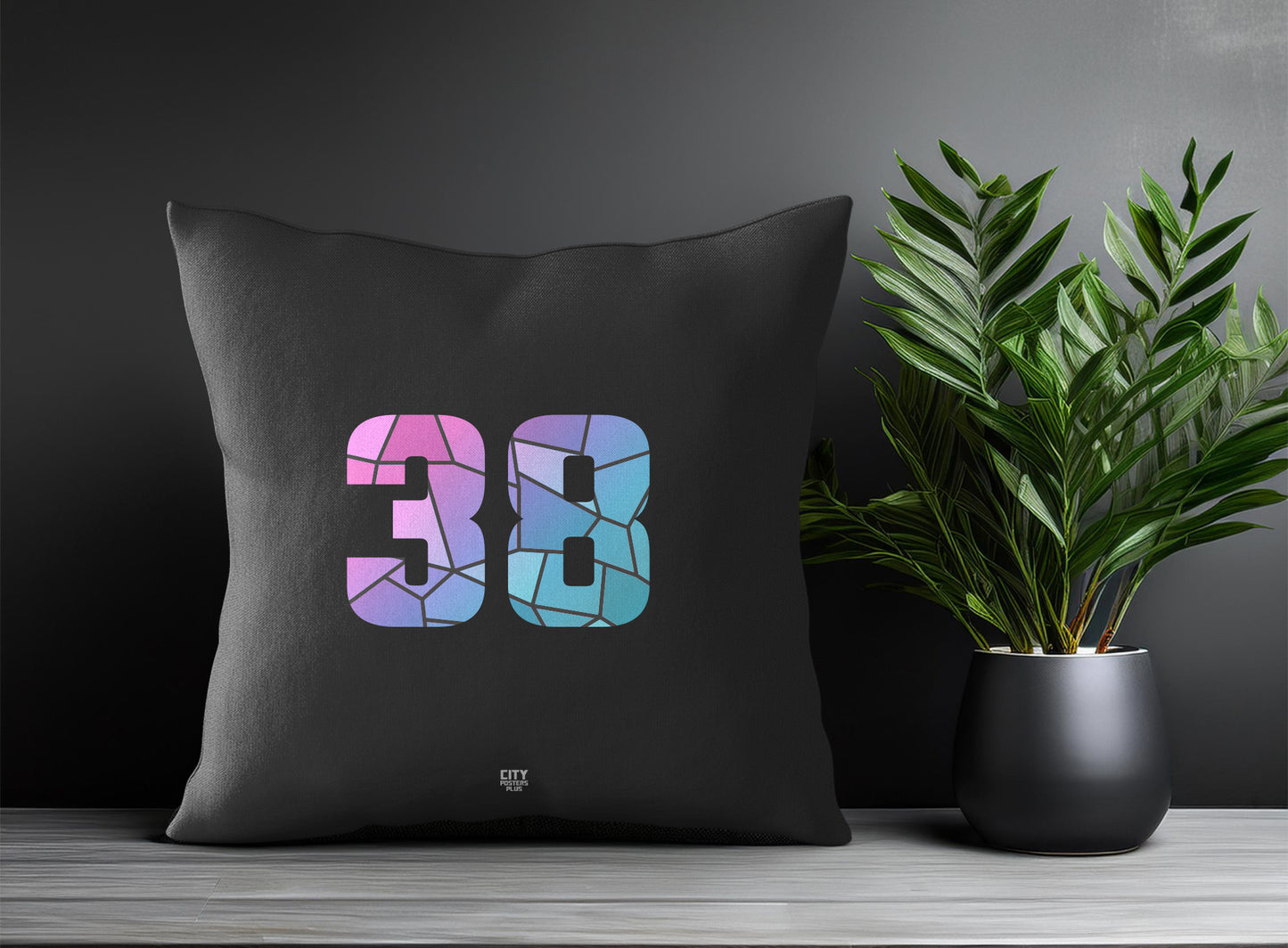 38 Number Pillow Case and Pillow Throw (Charcoal Grey)