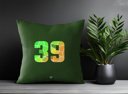 39 Number Pillow Case and Pillow Throw (Olive Green)