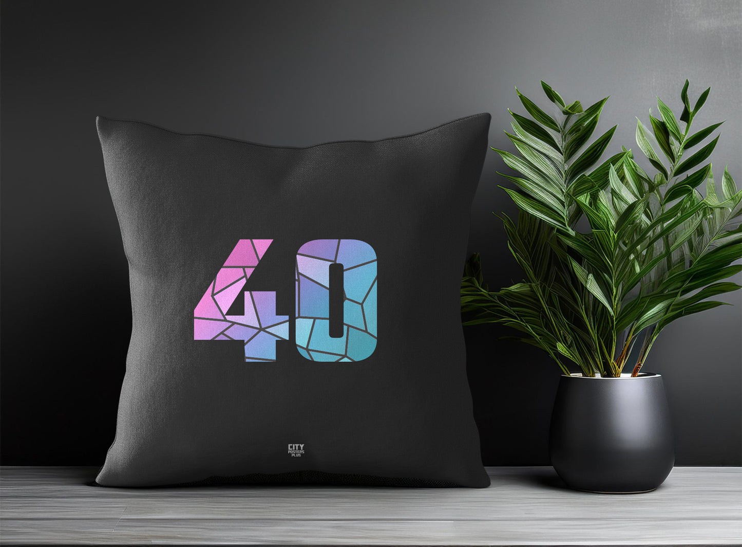 40 Number Pillow Case and Pillow Throw (Charcoal Grey)