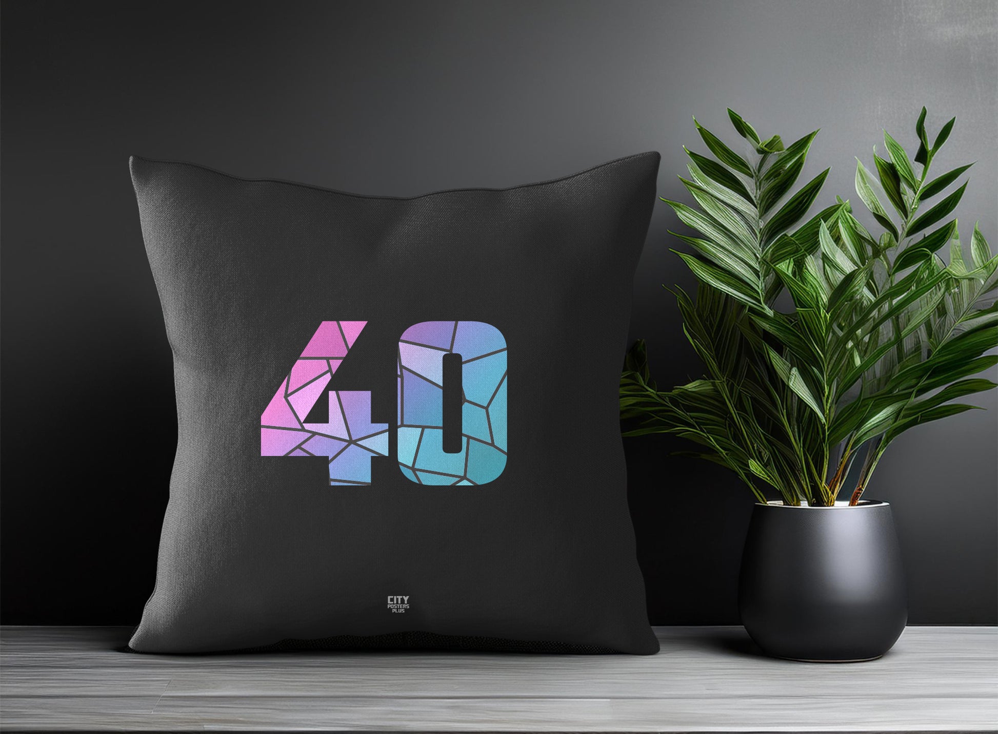 40 Number Pillow Case and Pillow Throw (Charcoal Grey)