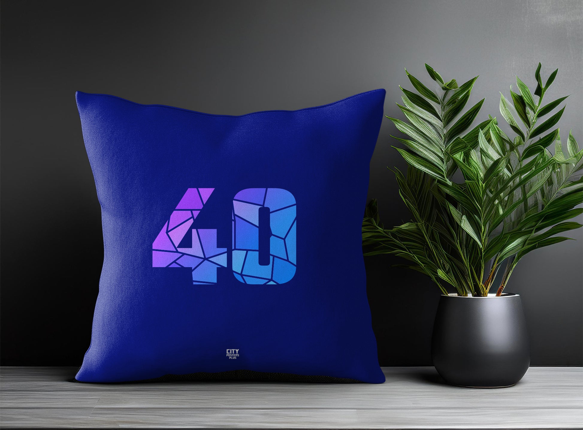 40 Number Pillow Case and Pillow Throw (Royal Blue)