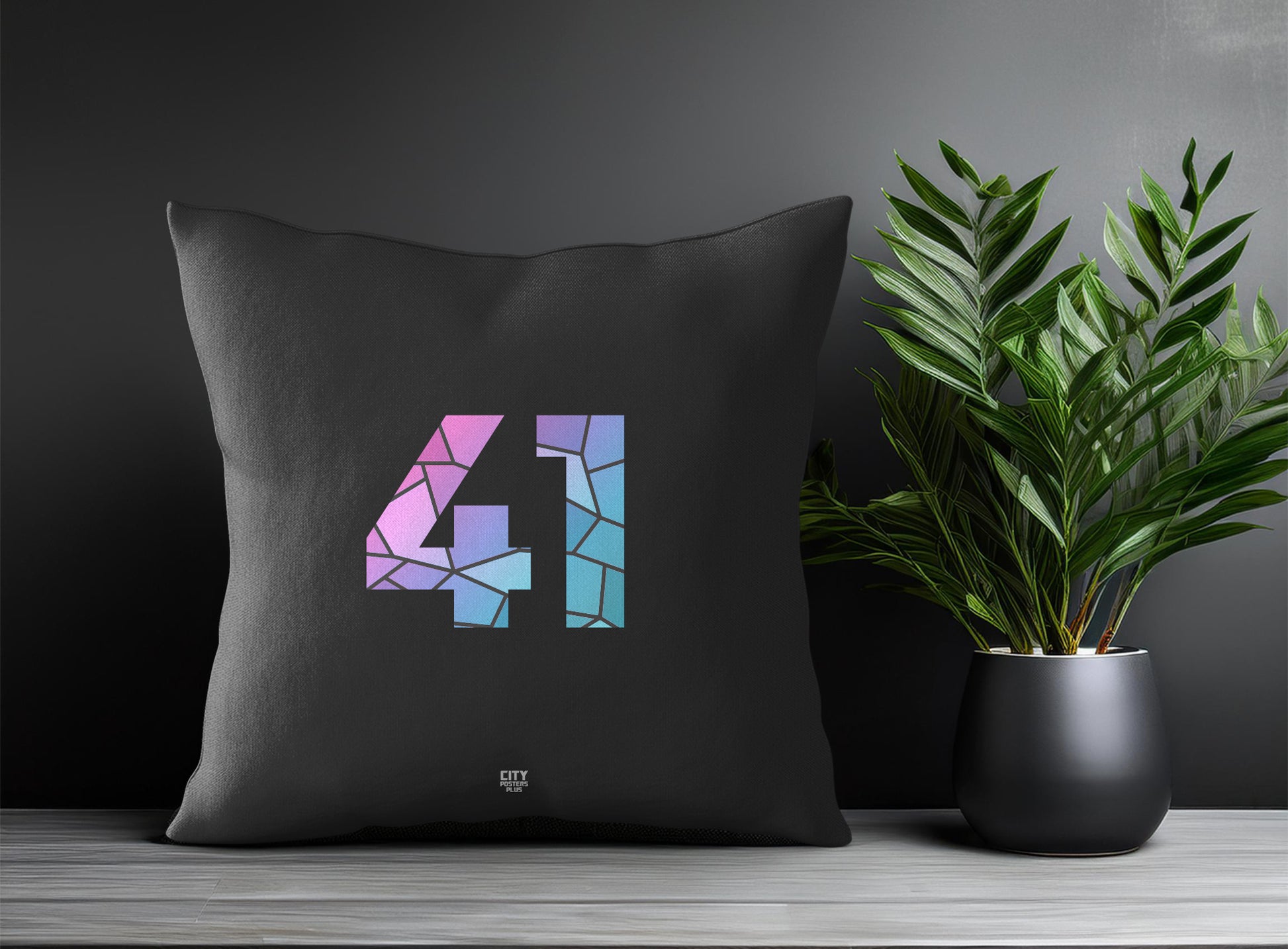 41 Number Pillow Case and Pillow Throw (Charcoal Grey)