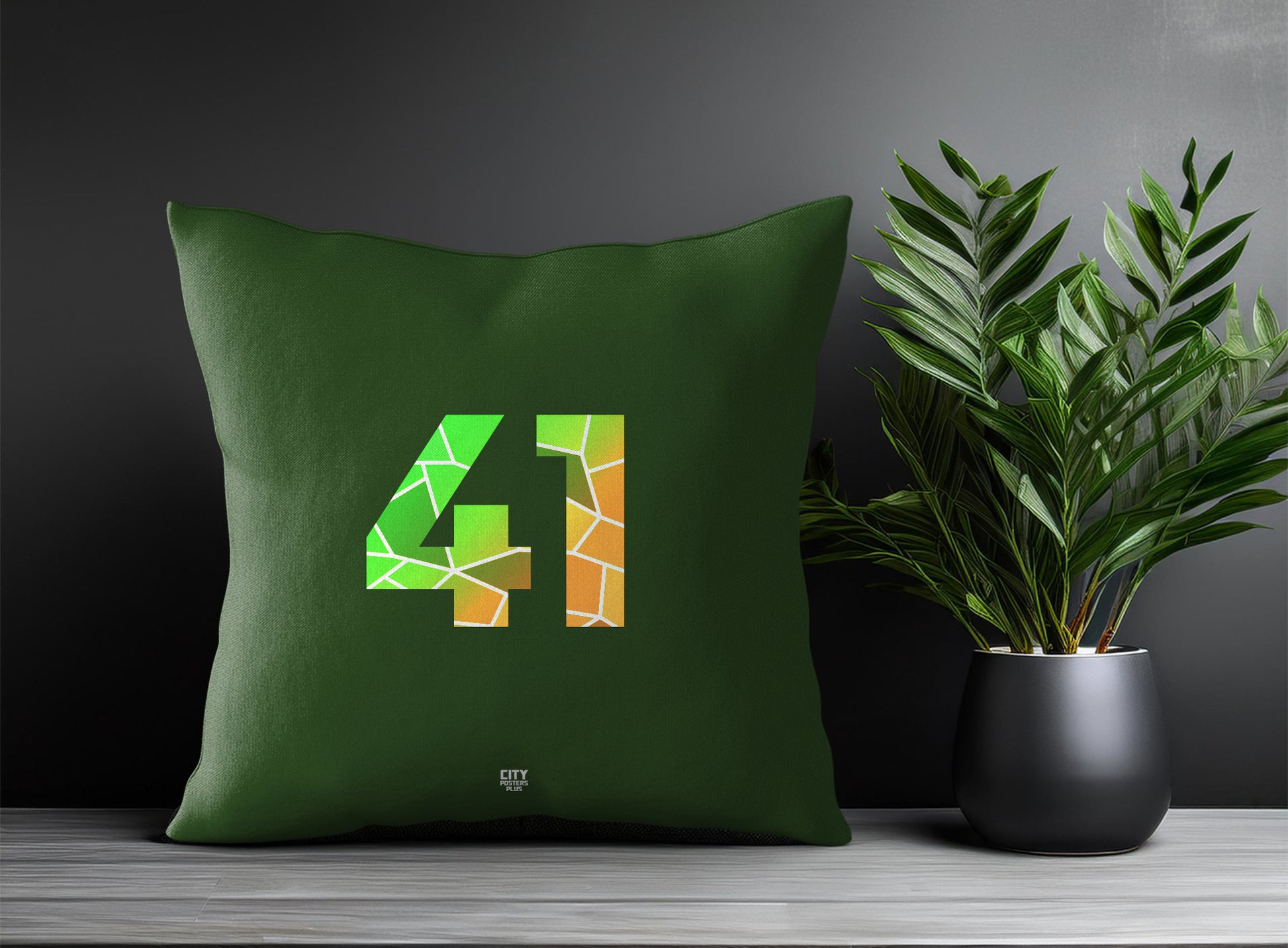 41 Number Pillow Case and Pillow Throw (Olive Green)