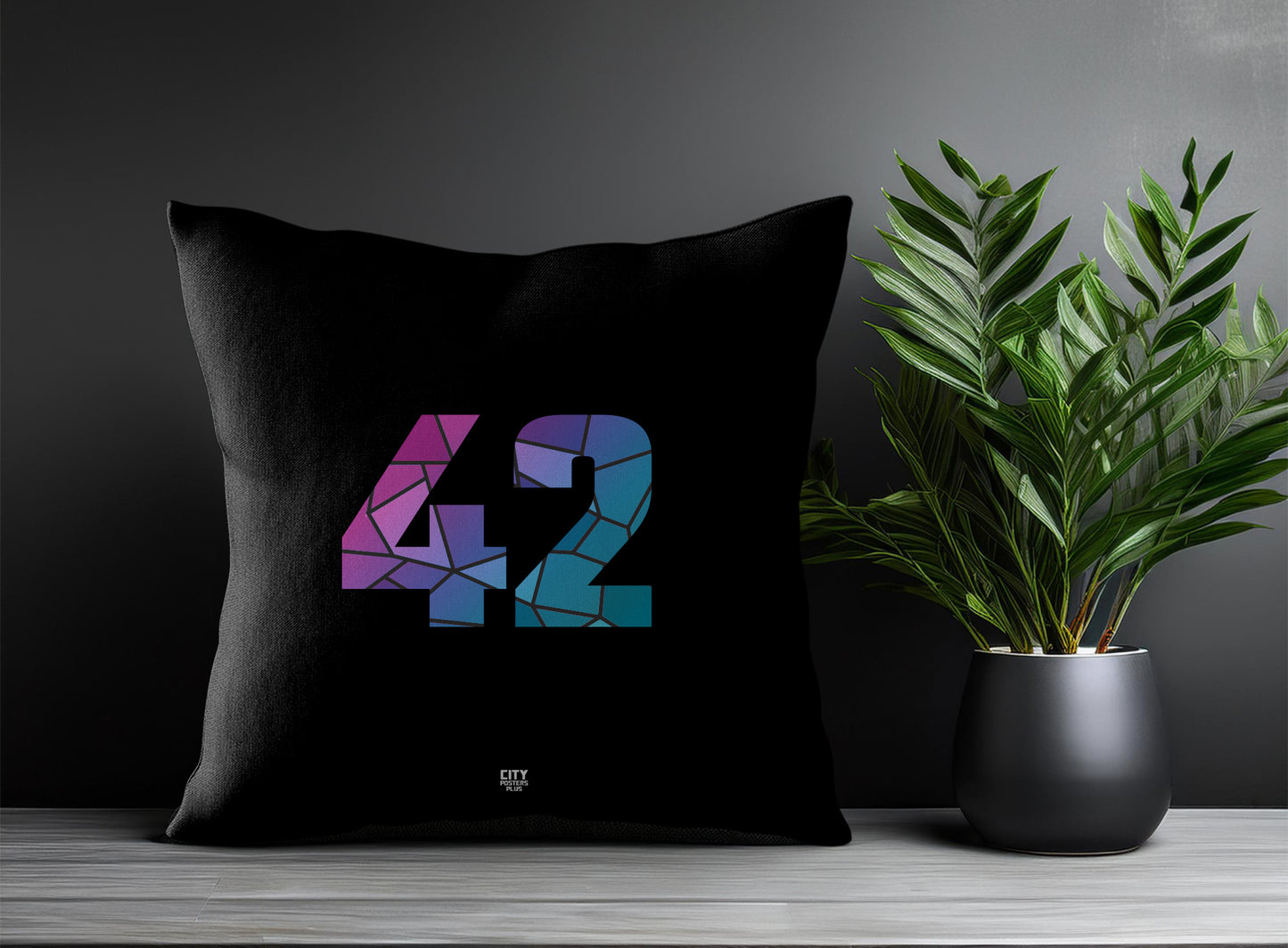 42 Number Pillow Case and Pillow Throw (Black)