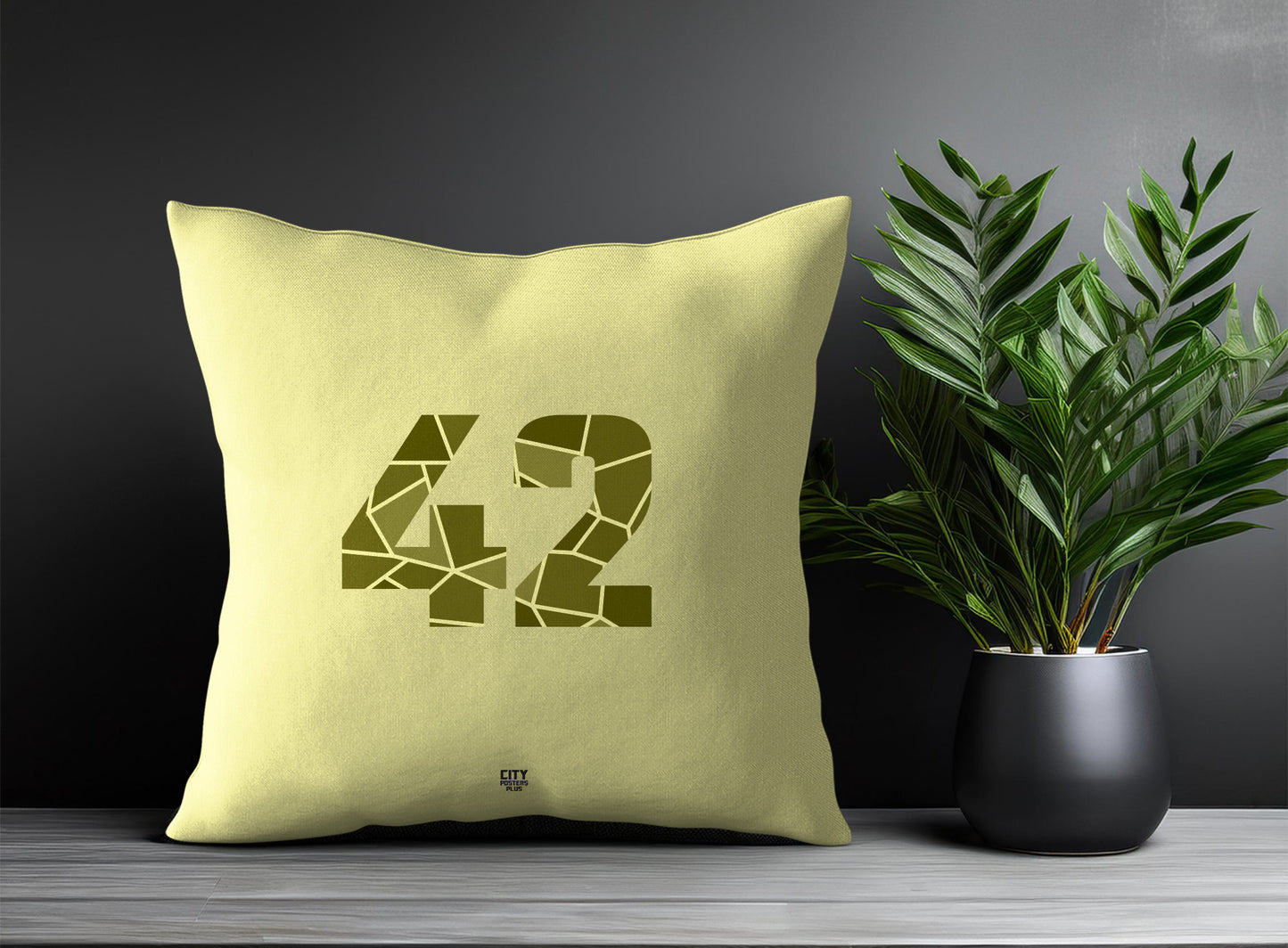 42 Number Pillow Case and Pillow Throw (Butter Yellow)