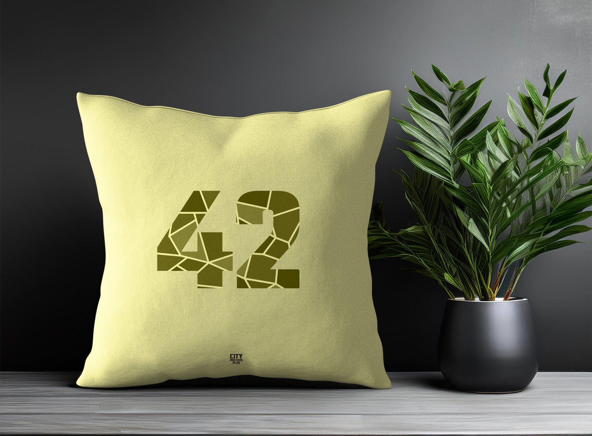 42 Number Pillow Case and Pillow Throw (Butter Yellow)