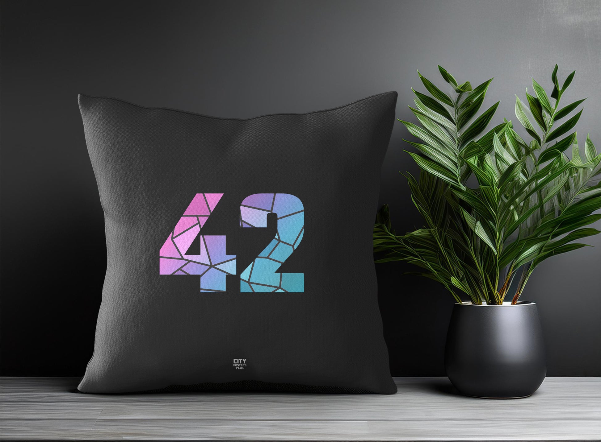 42 Number Pillow Case and Pillow Throw (Charcoal Grey)