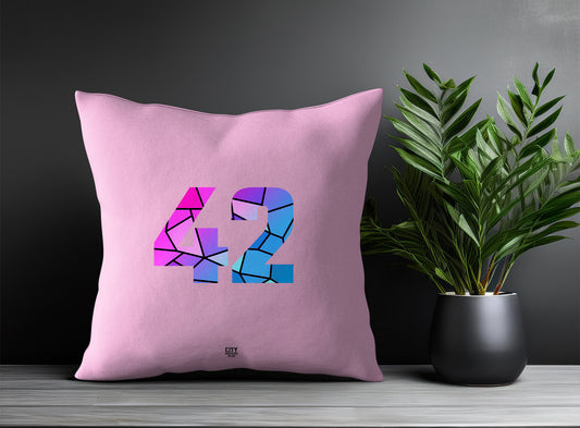 42 Number Pillow Case and Pillow Throw (Light Pink)