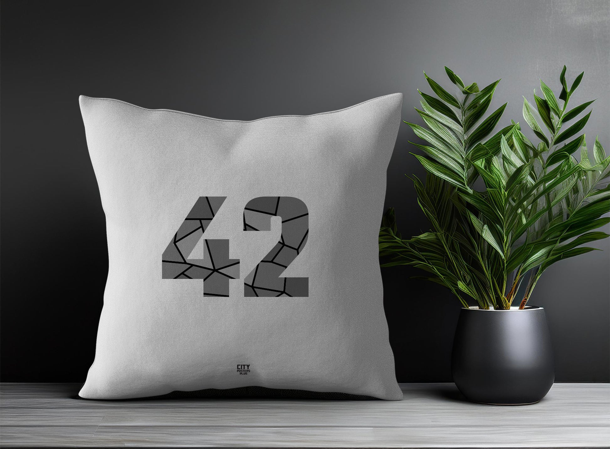 42 Number Pillow Case and Pillow Throw (Melange Grey)