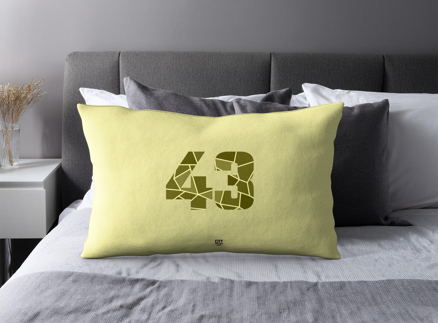 Print Deliver Plus 43 Number Pillow Case and Pillow Throw (Butter Yellow)