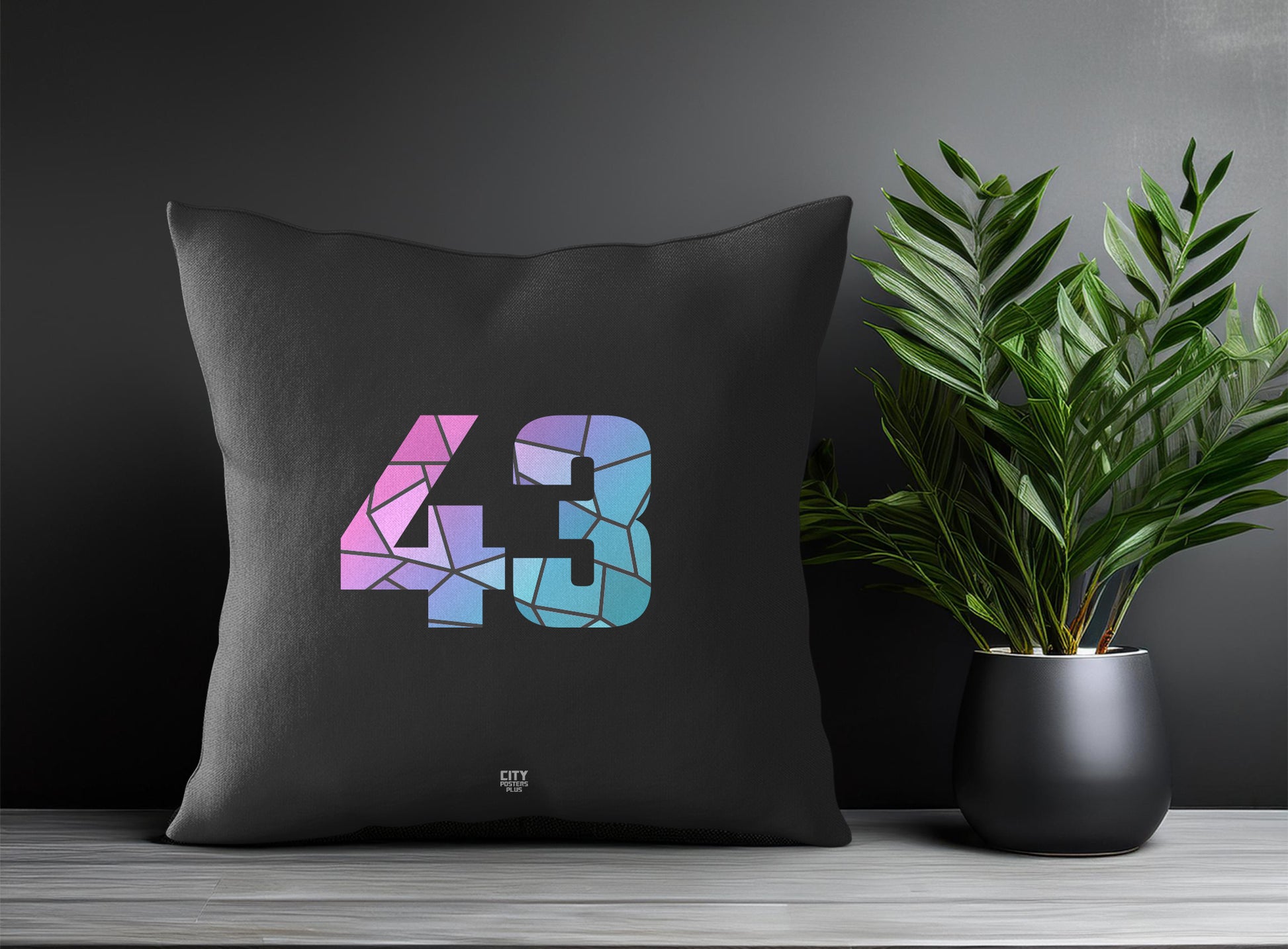 43 Number Pillow Case and Pillow Throw (Charcoal Grey)