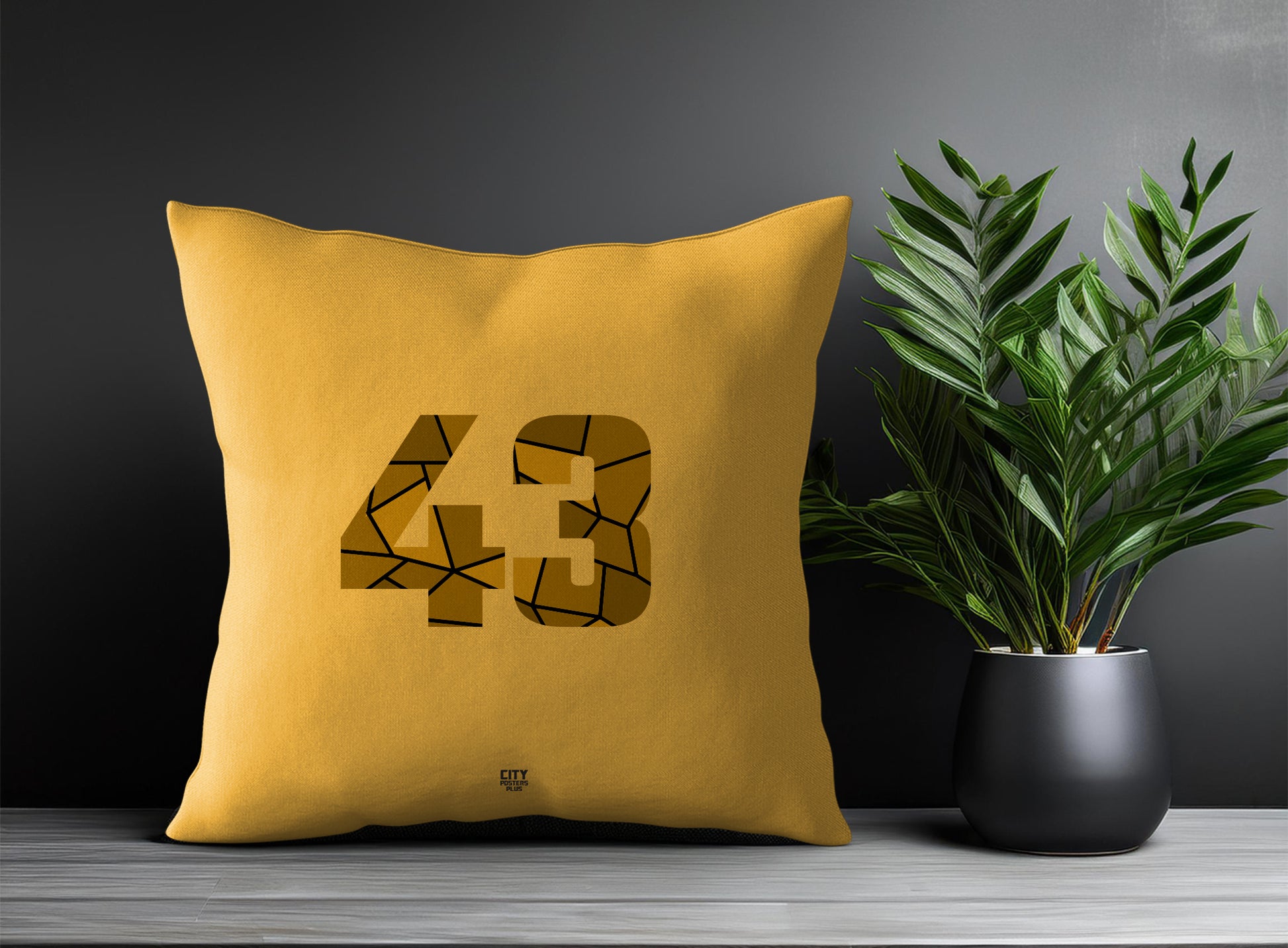 43 Number Pillow Case and Pillow Throw (Golden Yellow)