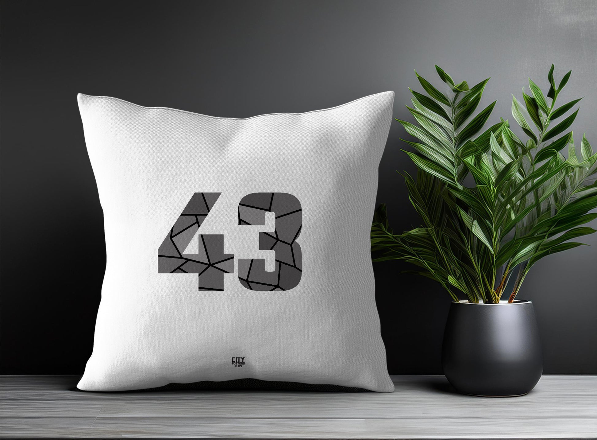 43 Number Pillow Case and Pillow Throw (White)
