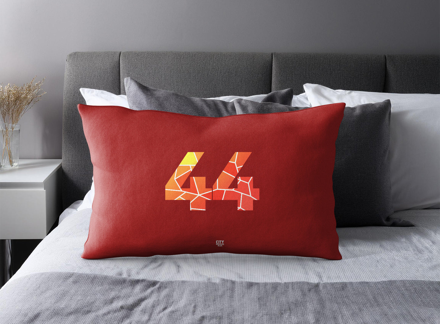 Print Deliver Plus 44 Number Pillow Case and Pillow Throw (Red)