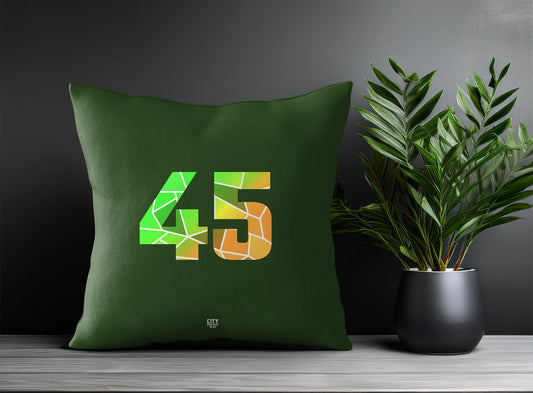 45 Number Pillow Case and Pillow Throw (Olive Green)