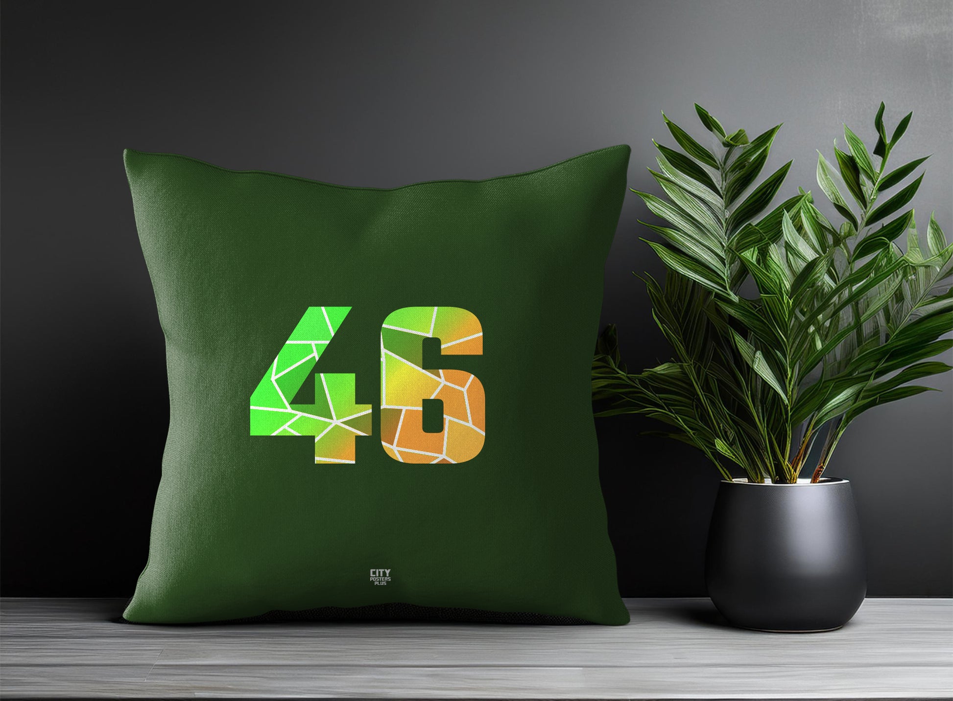 46 Number Pillow Case and Pillow Throw (Olive Green)