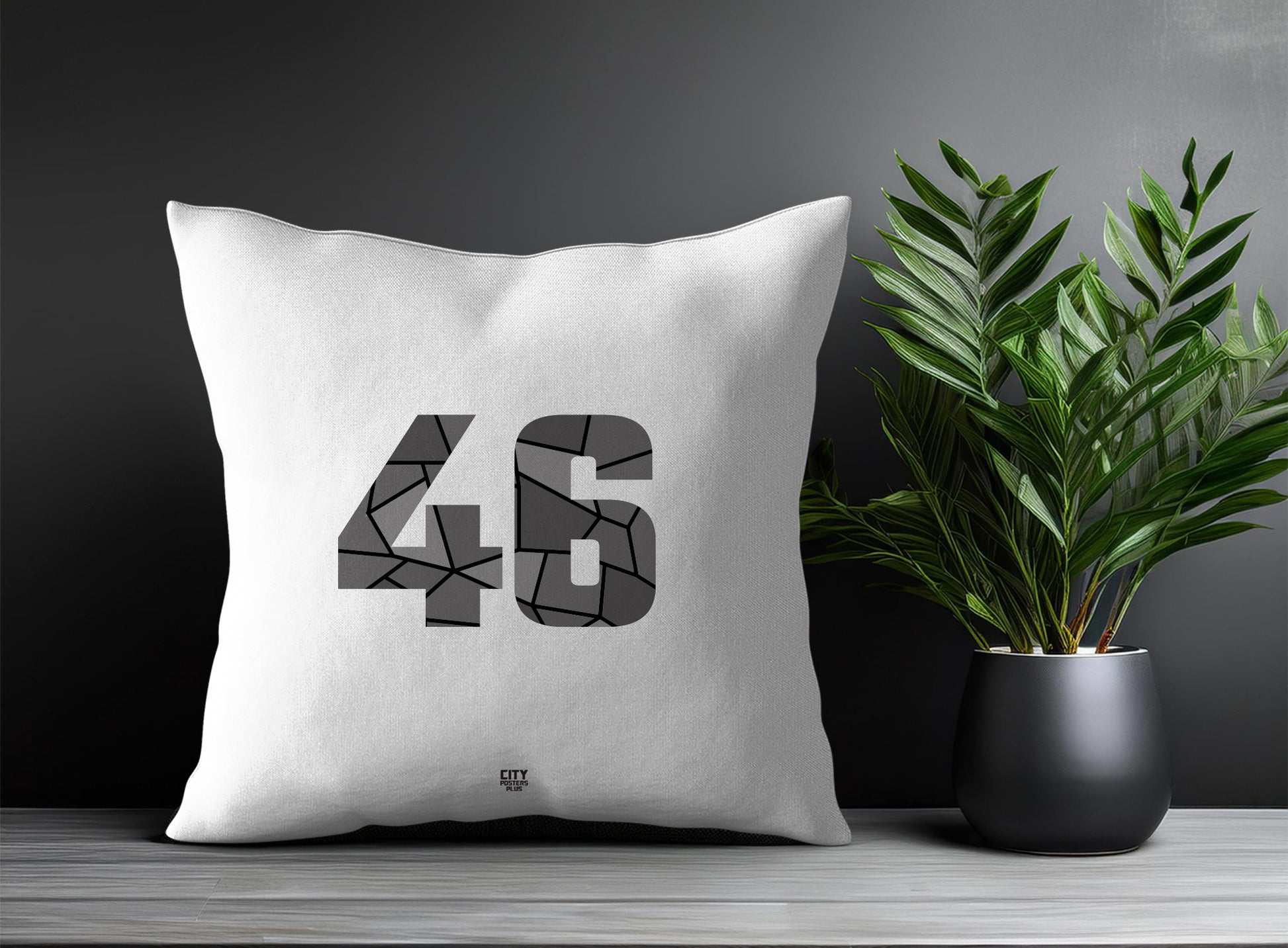 46 Number Pillow Case and Pillow Throw (White)