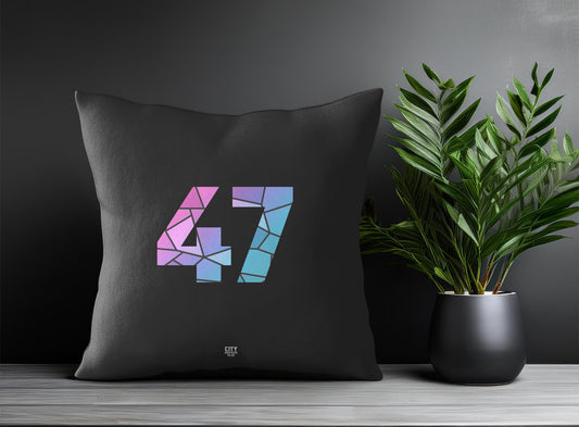 47 Number Pillow Case and Pillow Throw (Charcoal Grey)