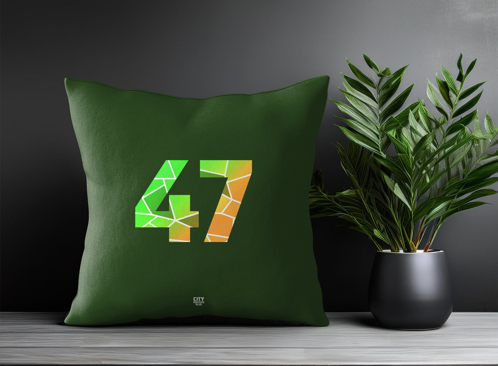 47 Number Pillow Case and Pillow Throw (Olive Green)